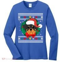 Rottweiler Ugly Christmas Sweater Rottie Great Gift Women's Long Sleeve Shirt thumb 0