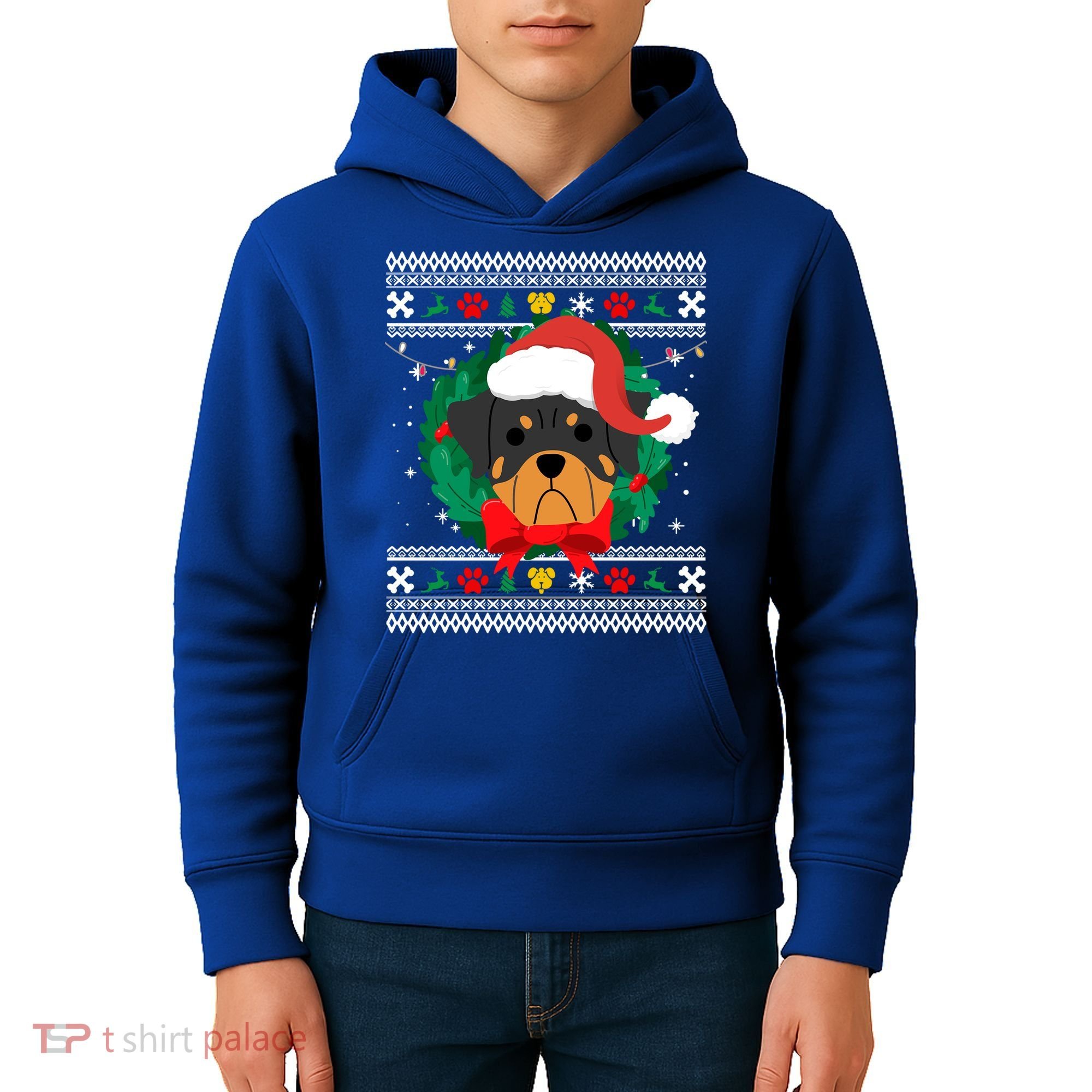 Rottweiler Ugly Christmas Sweater Rottie Great Gift Kids Hoodie