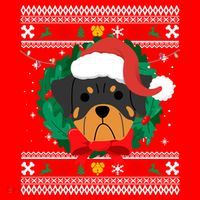 Rottweiler Ugly Christmas Sweater Rottie Great Gift Santa Hat thumb 1