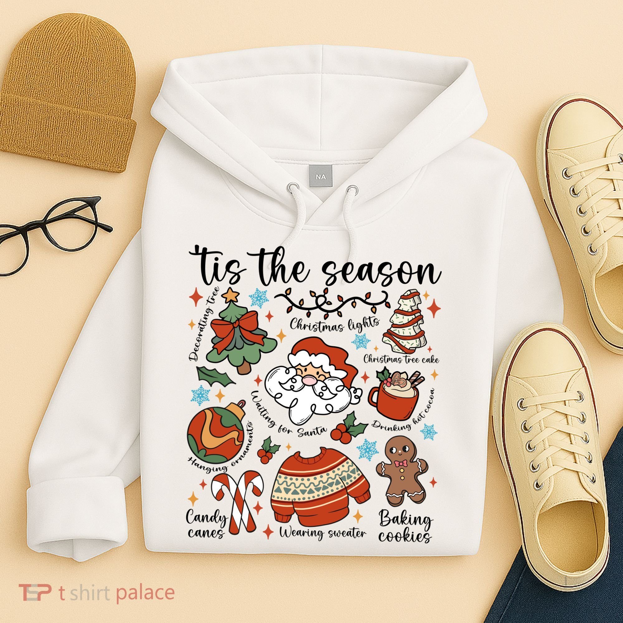 Retro Ugly Christmas Doodles Funny Hoodie