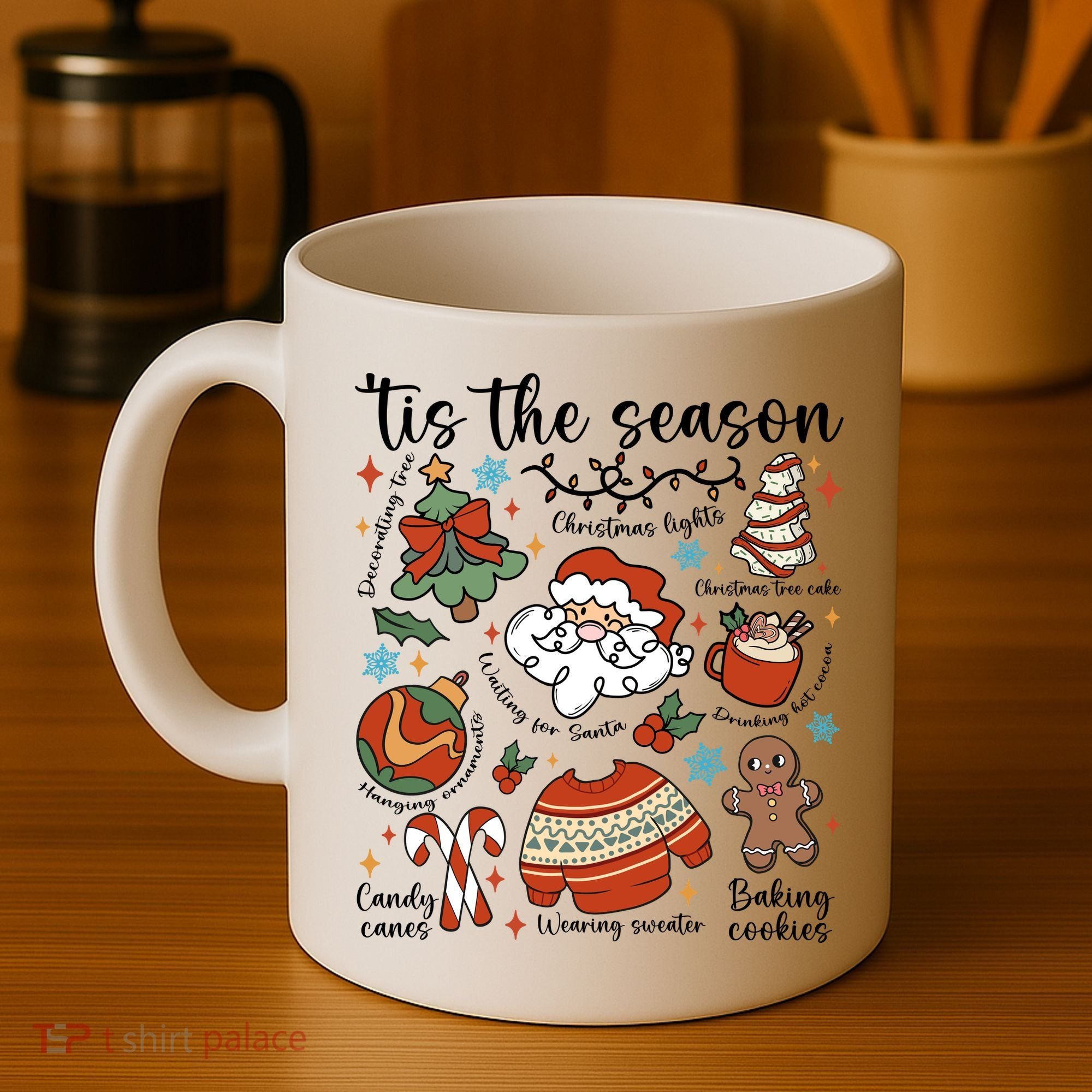 Retro Ugly Christmas Doodles Funny Coffee Mug