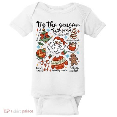 Retro Ugly Christmas Doodles Funny Baby Bodysuit