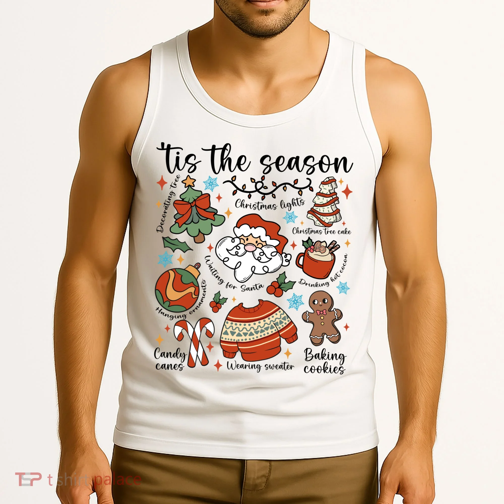 Retro Ugly Christmas Doodles Funny Tank Top