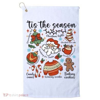 Retro Ugly Christmas Doodles Funny Golf Towel