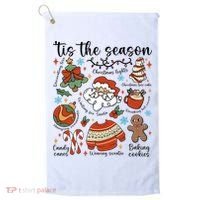 Retro Ugly Christmas Doodles Funny Golf Towel thumb 0