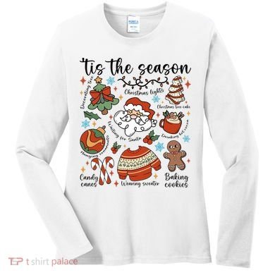 Retro Ugly Christmas Doodles Funny Women's Long Sleeve Shirt