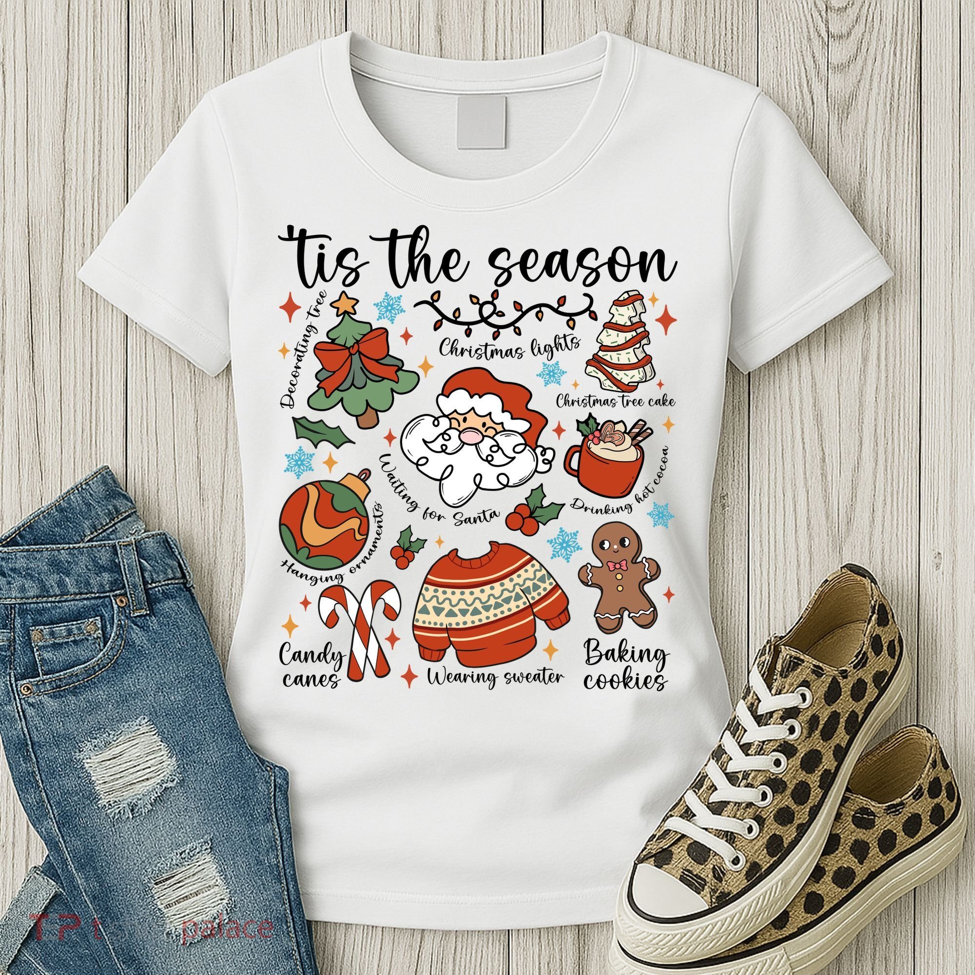 Retro Ugly Christmas Doodles Funny Women's T-Shirt