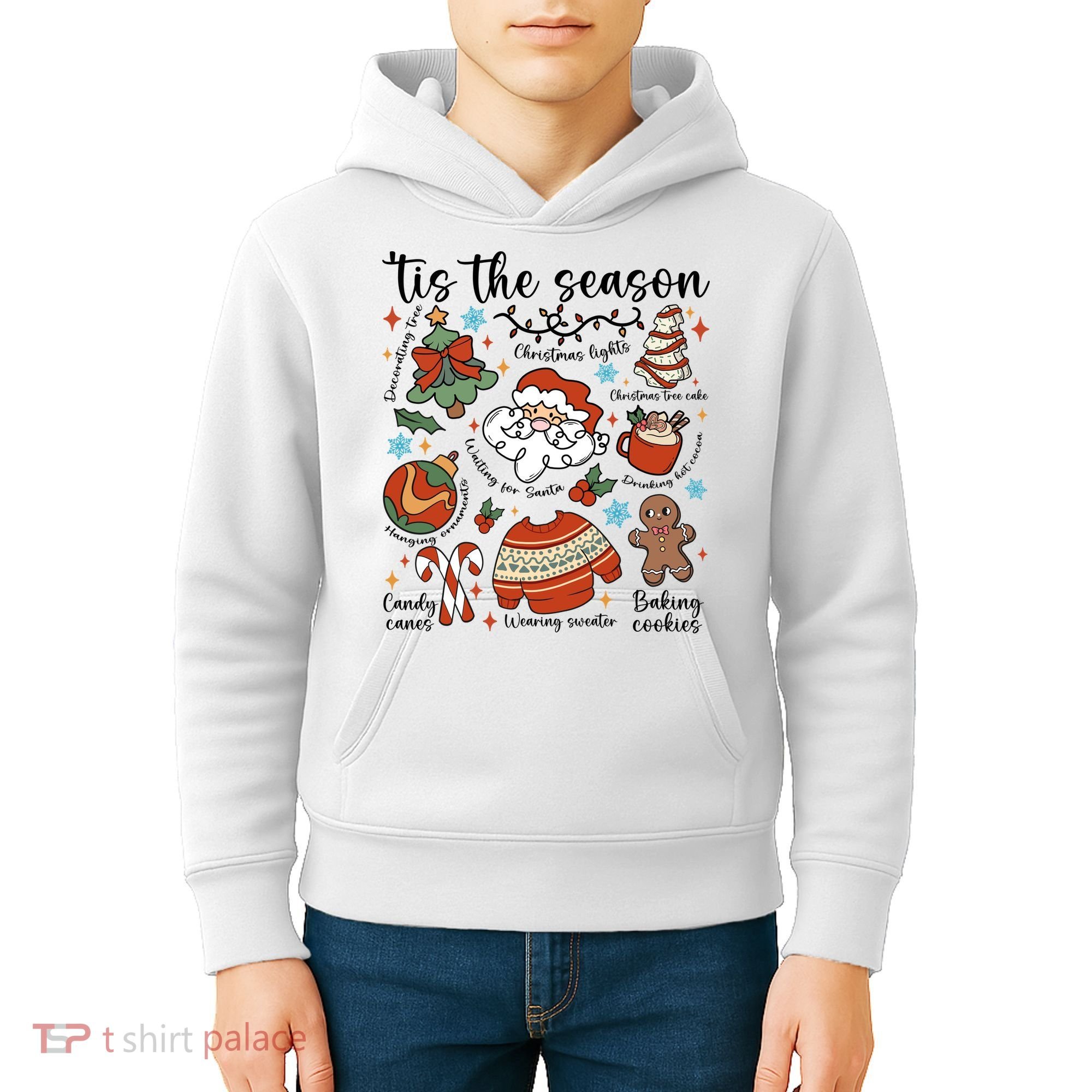 Retro Ugly Christmas Doodles Funny Kids Hoodie