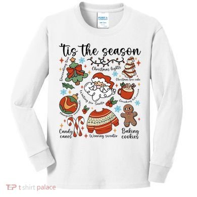 Retro Ugly Christmas Doodles Funny Kids Long Sleeve Shirt