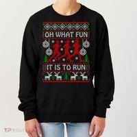 Running Ugly Christmas Oh What Fun It Is To Run Funny Ugly Gift Women's Sweatshirt thumb 0