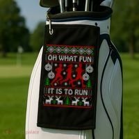 Running Ugly Christmas Oh What Fun It Is To Run Funny Ugly Gift Golf Towel thumb 2