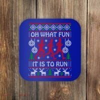 Running Ugly Christmas Oh What Fun It Is To Run Funny Ugly Gift Coaster thumb 0