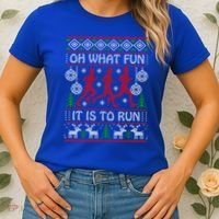 Running Ugly Christmas Oh What Fun It Is To Run Funny Ugly Gift Women's T-Shirt thumb 2
