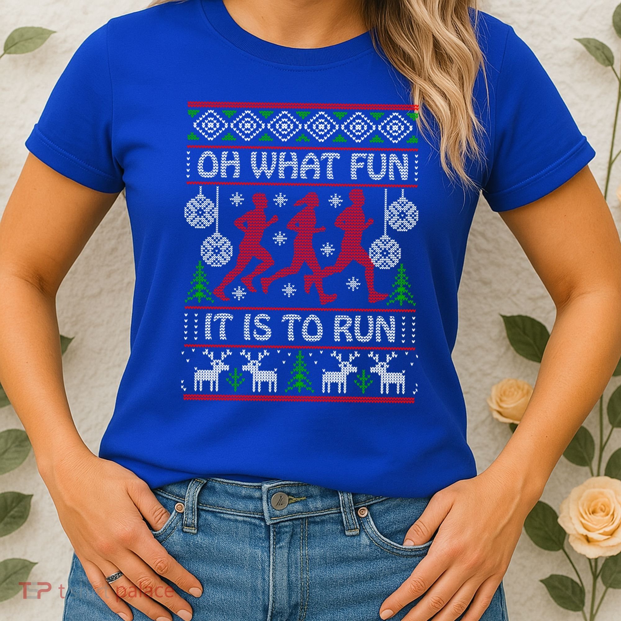 Running Ugly Christmas Oh What Fun It Is To Run Funny Ugly Gift Women's T-Shirt