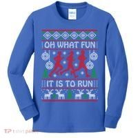Running Ugly Christmas Oh What Fun It Is To Run Funny Ugly Gift Kids Long Sleeve Shirt thumb 0