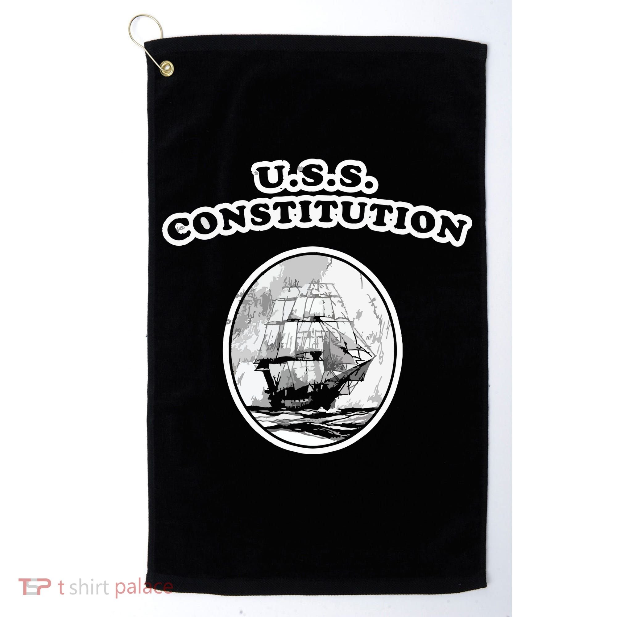 Retro USS Constitution By Turbo Volcano Golf Towel