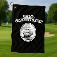 Retro USS Constitution By Turbo Volcano Golf Towel thumb 1