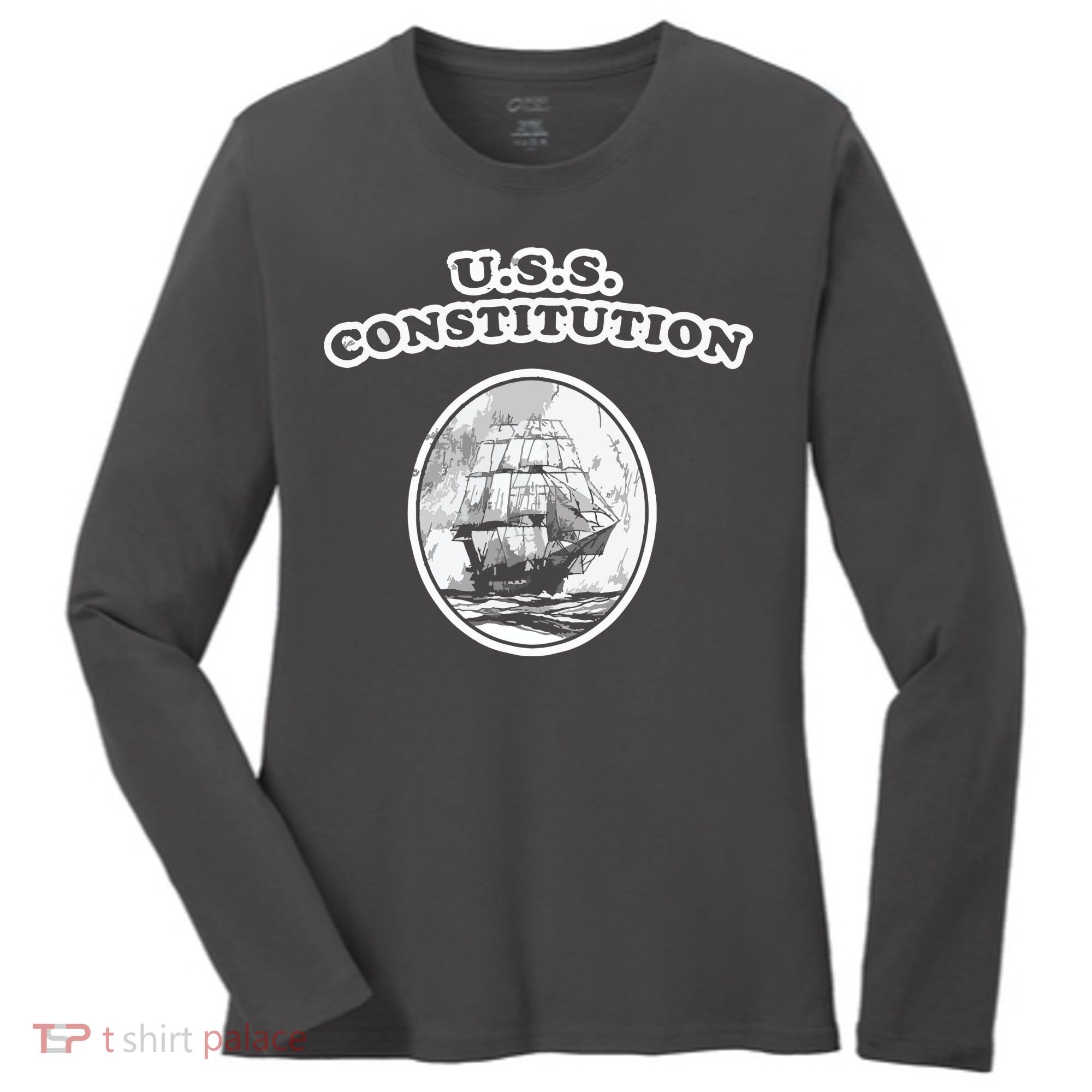 Retro USS Constitution By Turbo Volcano Women's Long Sleeve Shirt
