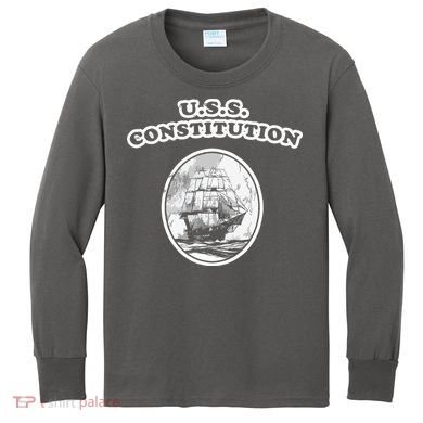 Retro USS Constitution By Turbo Volcano Kids Long Sleeve Shirt