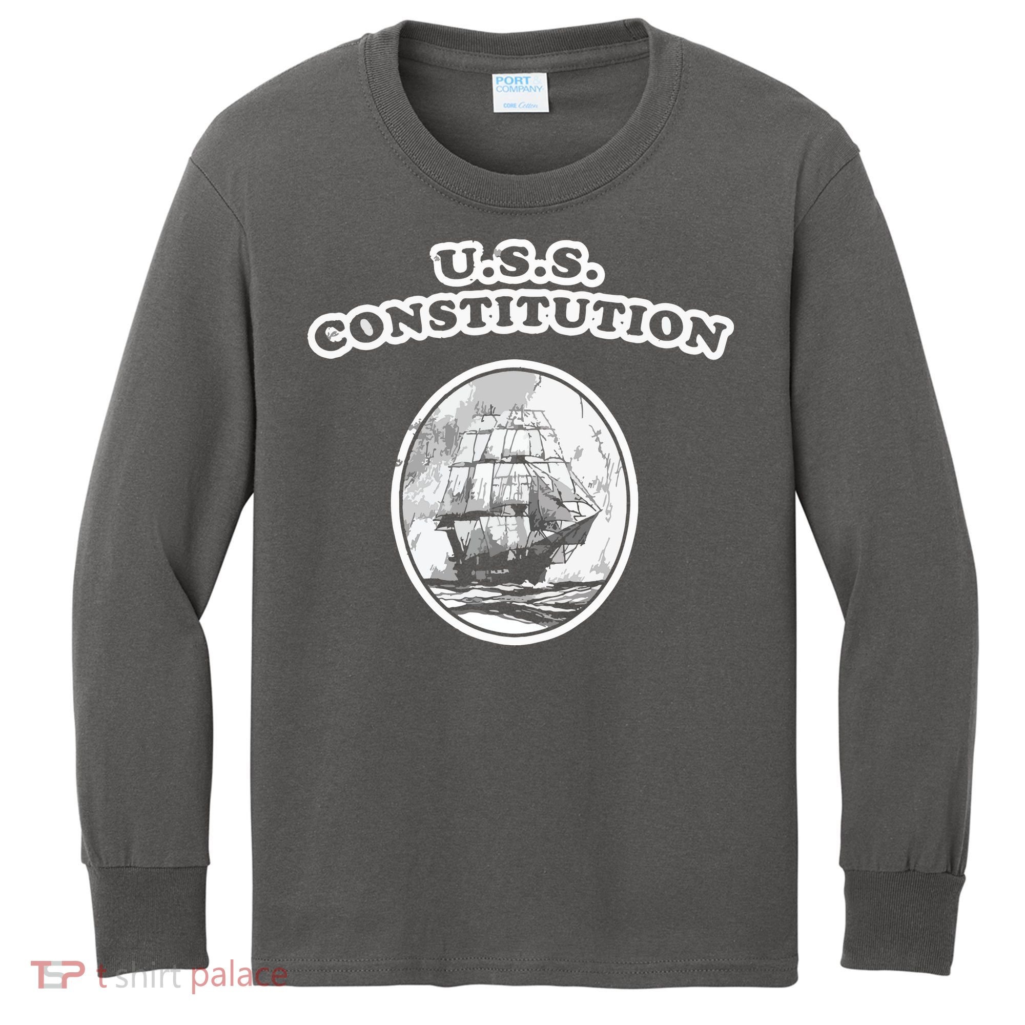 Retro USS Constitution By Turbo Volcano Kids Long Sleeve Shirt
