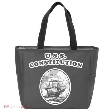 Retro USS Constitution By Turbo Volcano Tote Bag