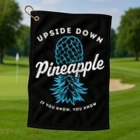 Retro Upside Down Pineapple Swinger Golf Towel thumb 1