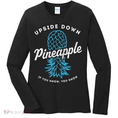 Retro Upside Down Pineapple Swinger Women's Long Sleeve Shirt