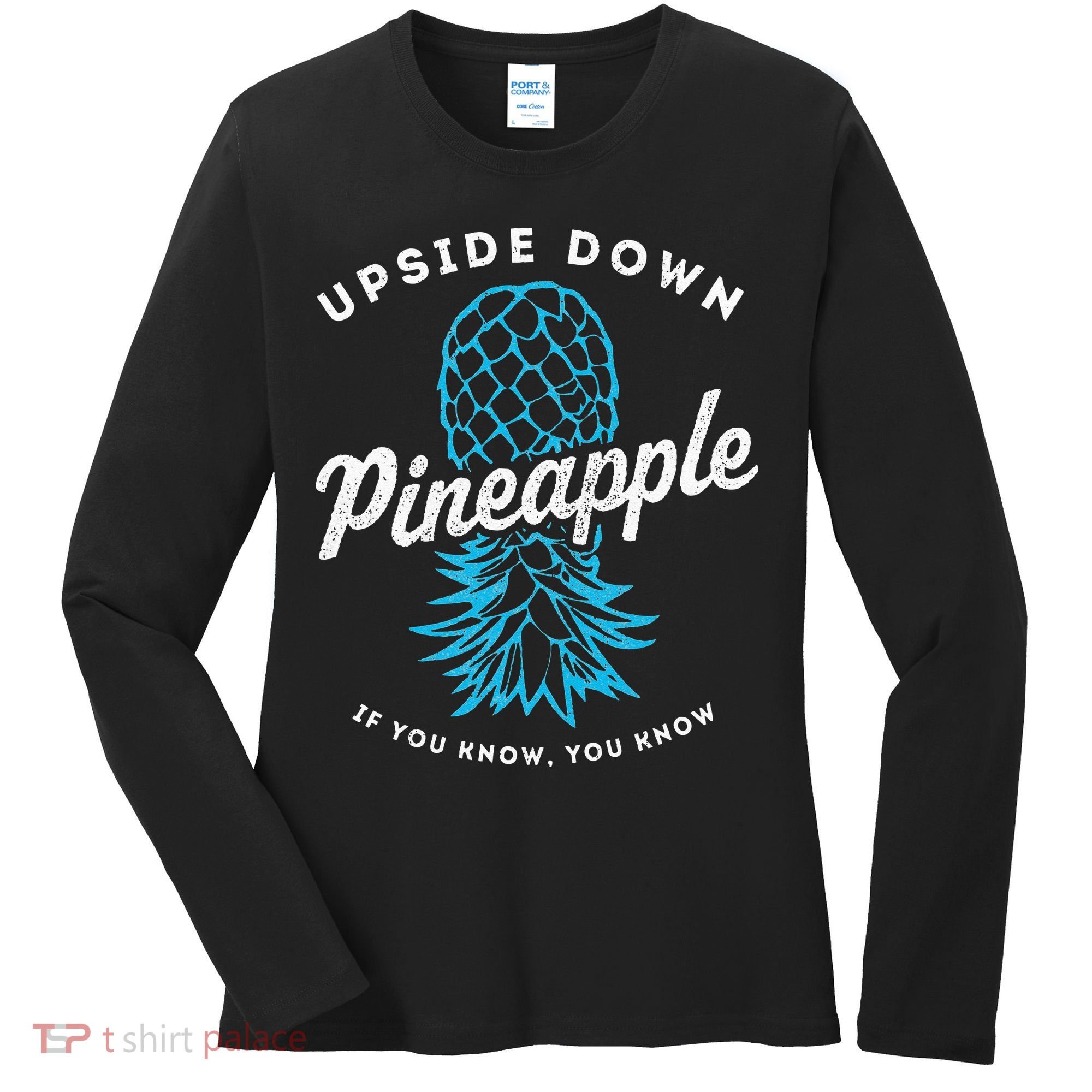 Retro Upside Down Pineapple Swinger Women's Long Sleeve Shirt