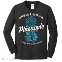 Retro Upside Down Pineapple Swinger Kids Long Sleeve Shirt thumb 0