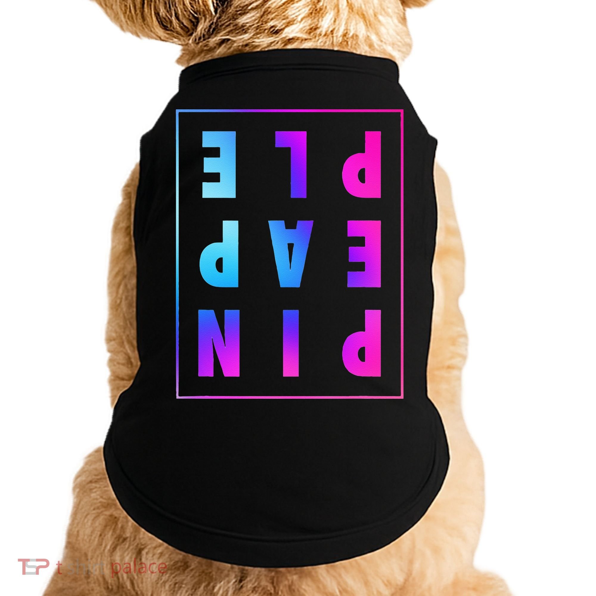 Retro Upside Down Pineapple Swinger Pastel Text Grid Doggie Tank