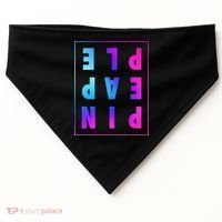 Retro Upside Down Pineapple Swinger Pastel Text Grid USA-Made Doggie Bandana thumb 0