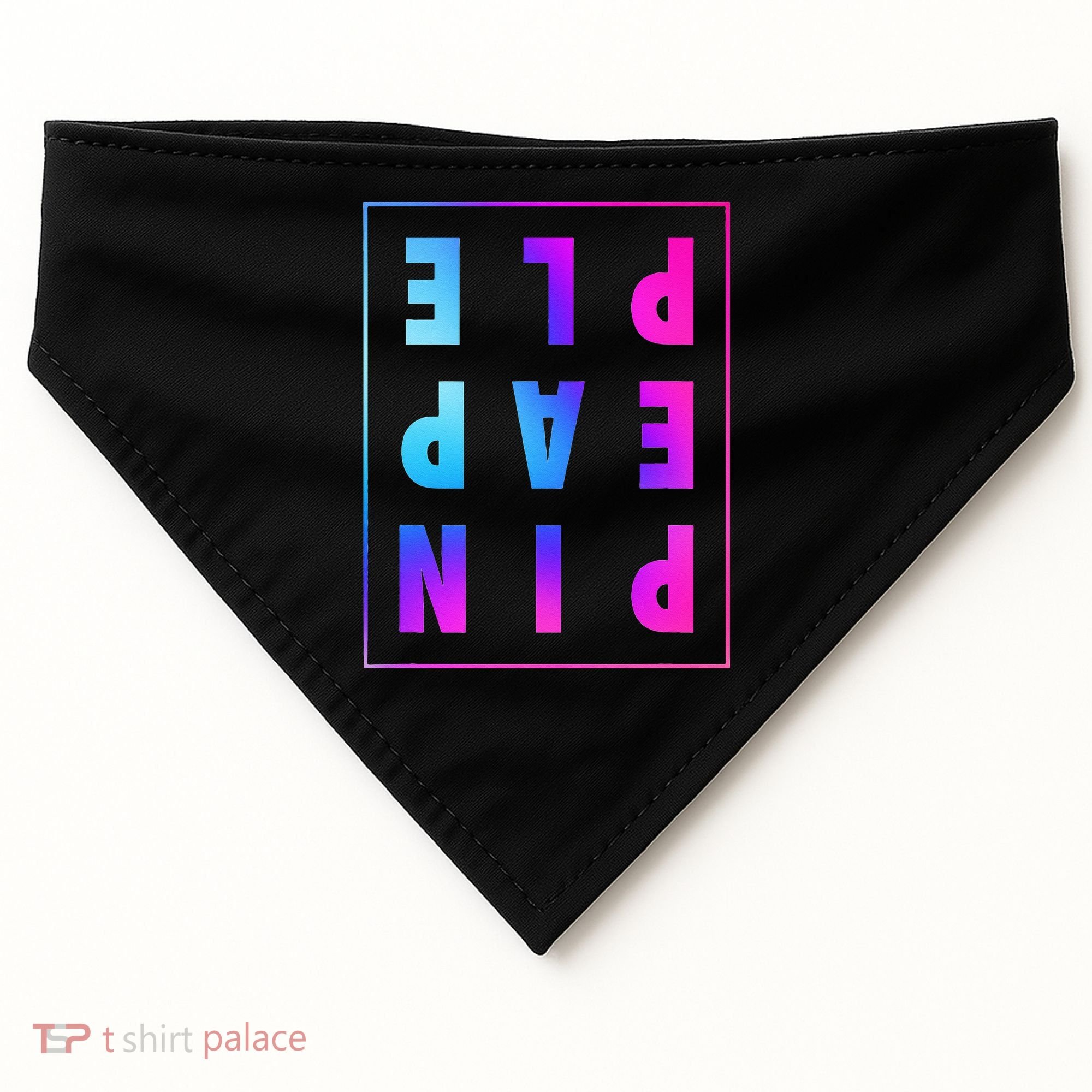 Retro Upside Down Pineapple Swinger Pastel Text Grid USA-Made Doggie Bandana