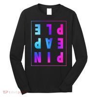 Retro Upside Down Pineapple Swinger Pastel Text Grid Long Sleeve Shirt thumb 0
