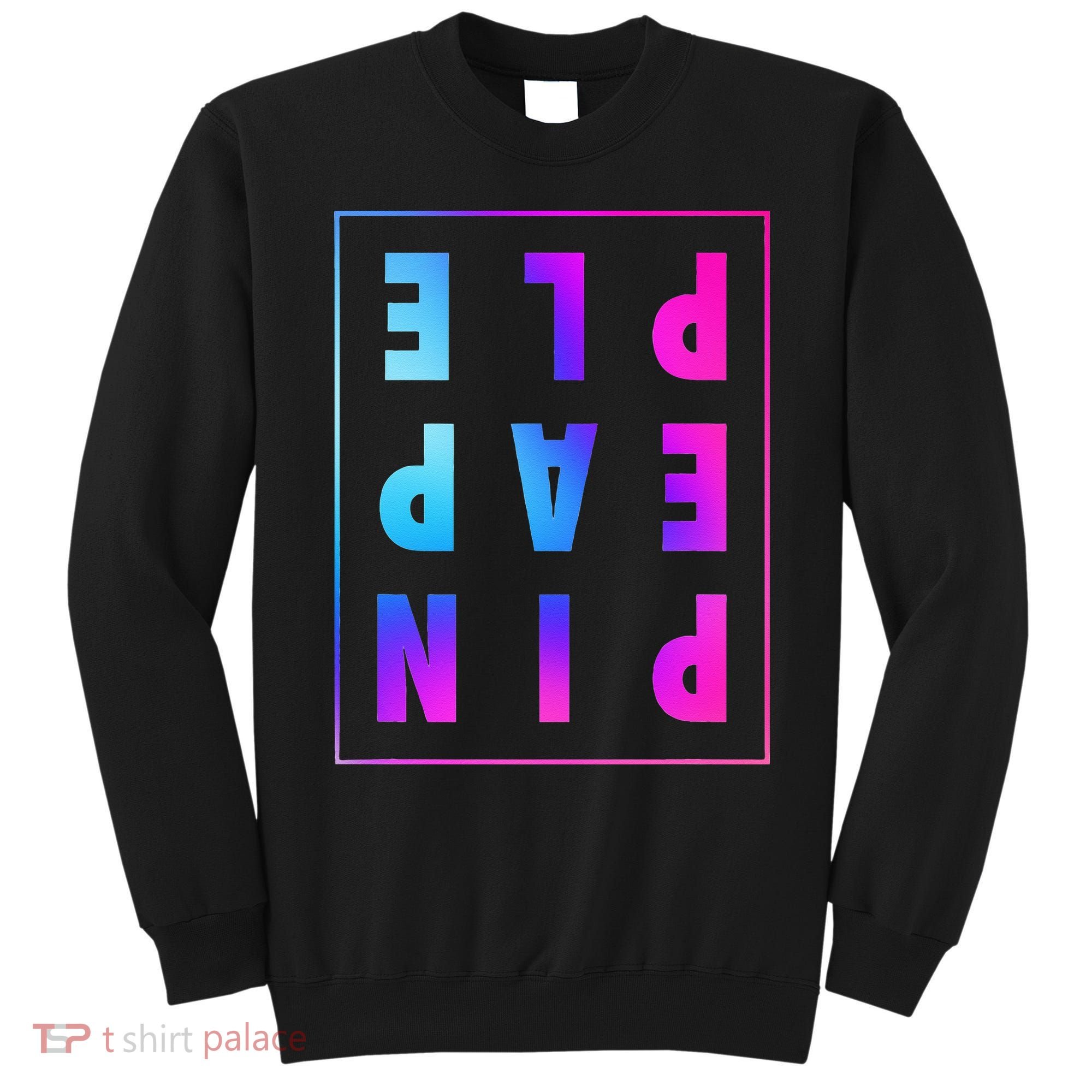 Retro Upside Down Pineapple Swinger Pastel Text Grid Sweatshirt