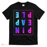 Retro Upside Down Pineapple Swinger Pastel Text Grid T-Shirt thumb 0