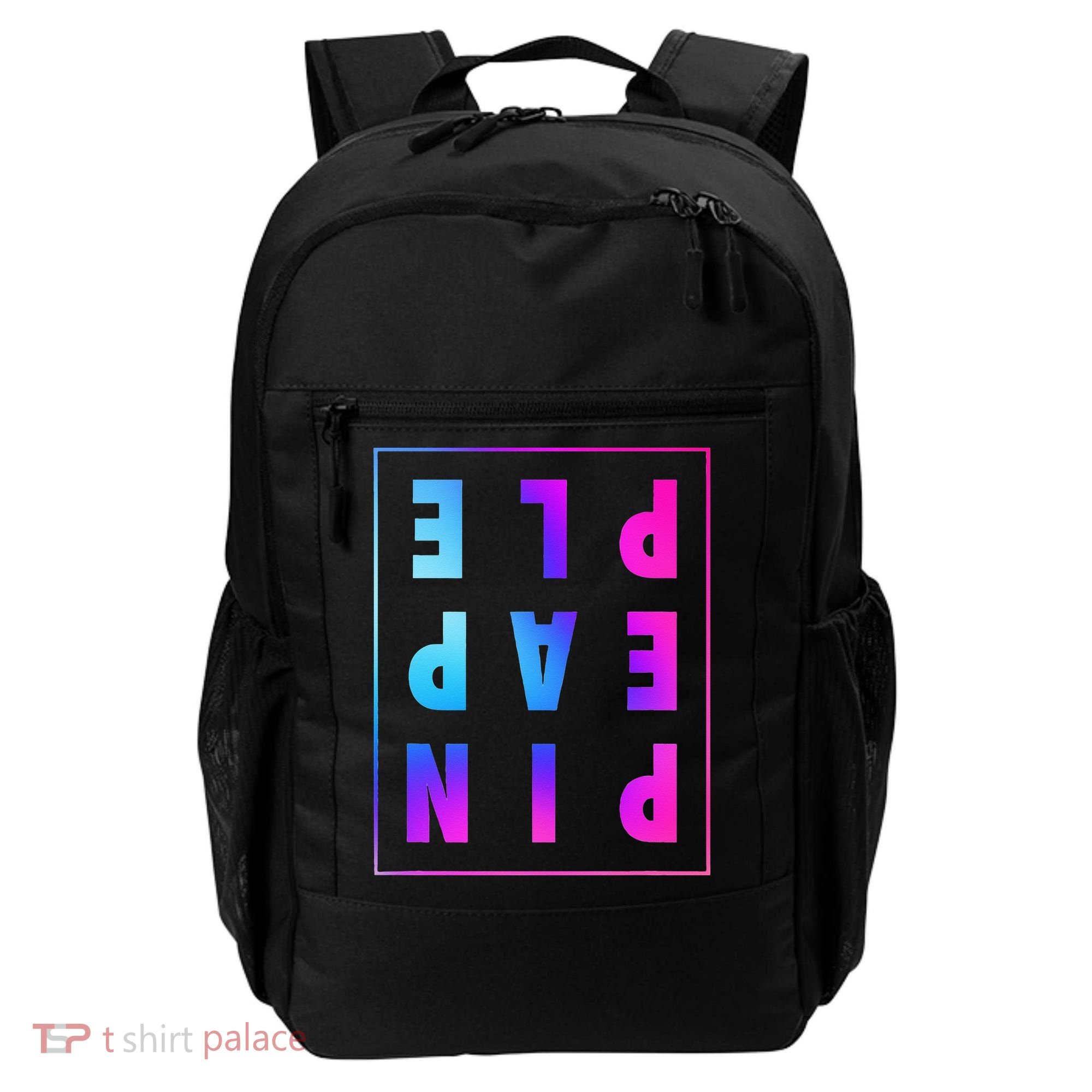 Retro Upside Down Pineapple Swinger Pastel Text Grid Backpack