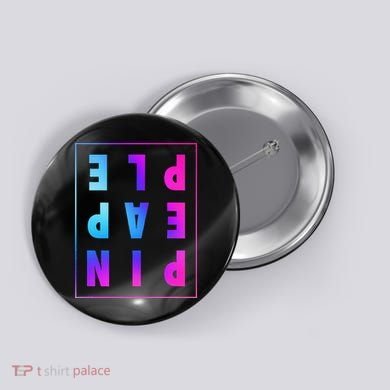 Retro Upside Down Pineapple Swinger Pastel Text Grid Button