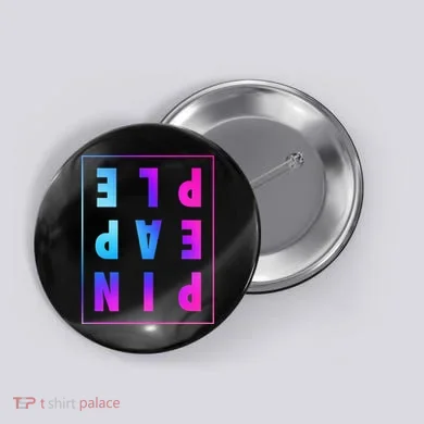 Retro Upside Down Pineapple Swinger Pastel Text Grid Button