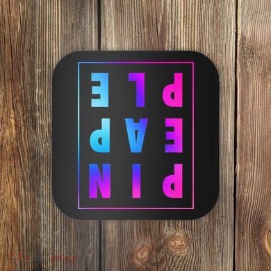 Retro Upside Down Pineapple Swinger Pastel Text Grid Coaster