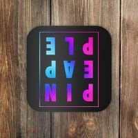Retro Upside Down Pineapple Swinger Pastel Text Grid Coaster thumb 0
