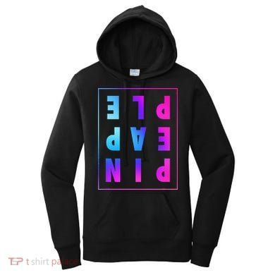 Retro Upside Down Pineapple Swinger Pastel Text Grid Women's Hoodie