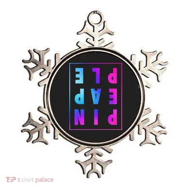 Retro Upside Down Pineapple Swinger Pastel Text Grid Ornament