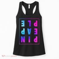 Retro Upside Down Pineapple Swinger Pastel Text Grid Women's Tank Top thumb 0