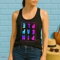 Retro Upside Down Pineapple Swinger Pastel Text Grid Women's Tank Top thumb 2