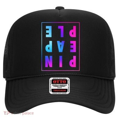 Retro Upside Down Pineapple Swinger Pastel Text Grid Hat