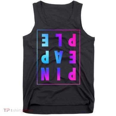 Retro Upside Down Pineapple Swinger Pastel Text Grid Tank Top