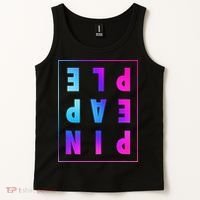 Retro Upside Down Pineapple Swinger Pastel Text Grid Tank Top thumb 2
