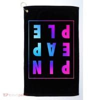Retro Upside Down Pineapple Swinger Pastel Text Grid Golf Towel thumb 0