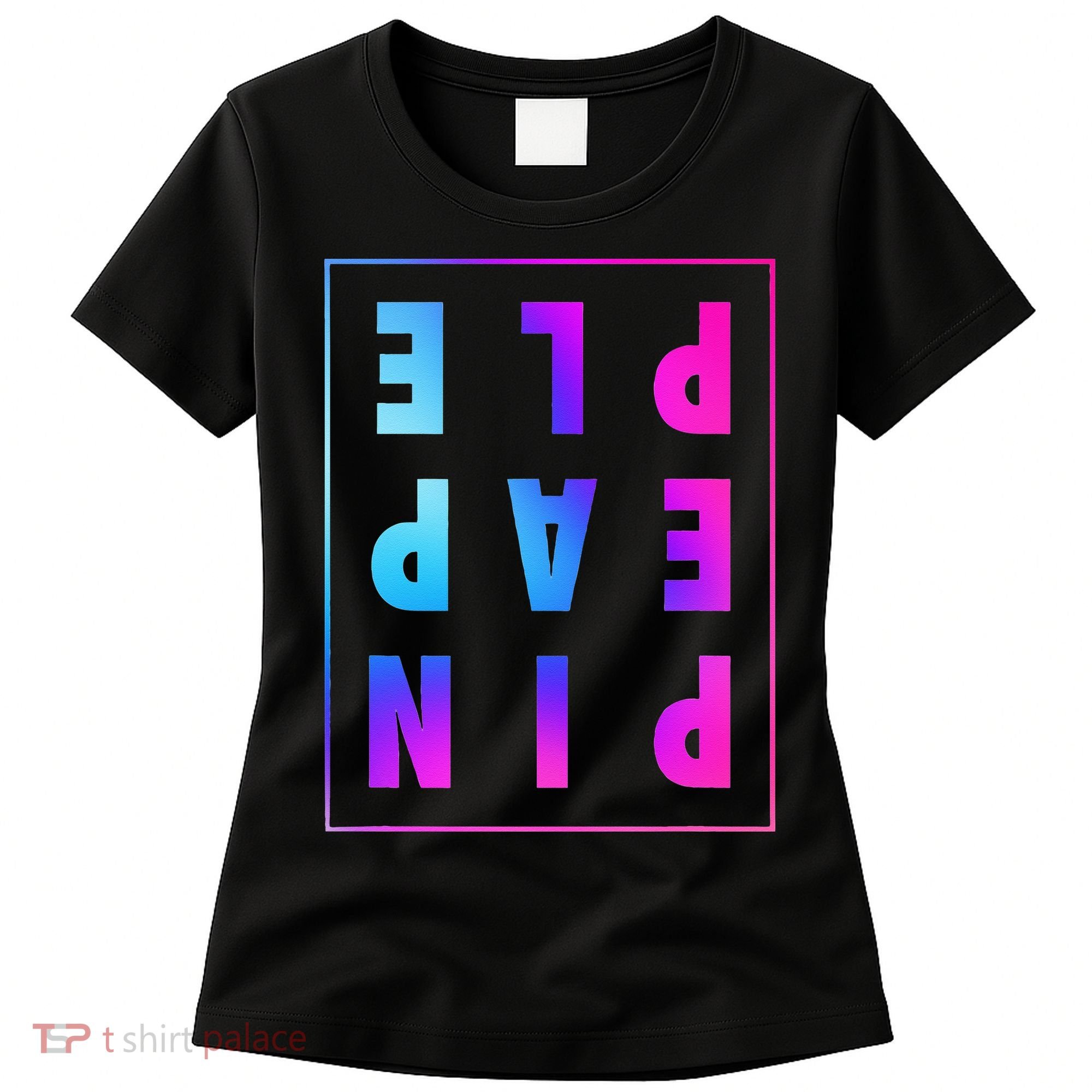 Retro Upside Down Pineapple Swinger Pastel Text Grid Women's T-Shirt