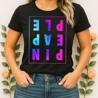 Retro Upside Down Pineapple Swinger Pastel Text Grid Women's T-Shirt thumb 2